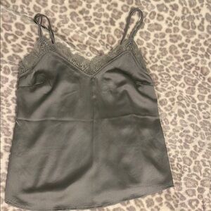 Elegant Gray Lace Trim Cami Top